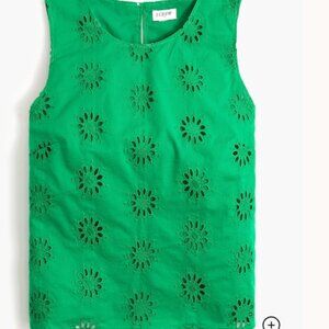 J. Crew Factory Eyelet Shell Tank Top Size Large in Green